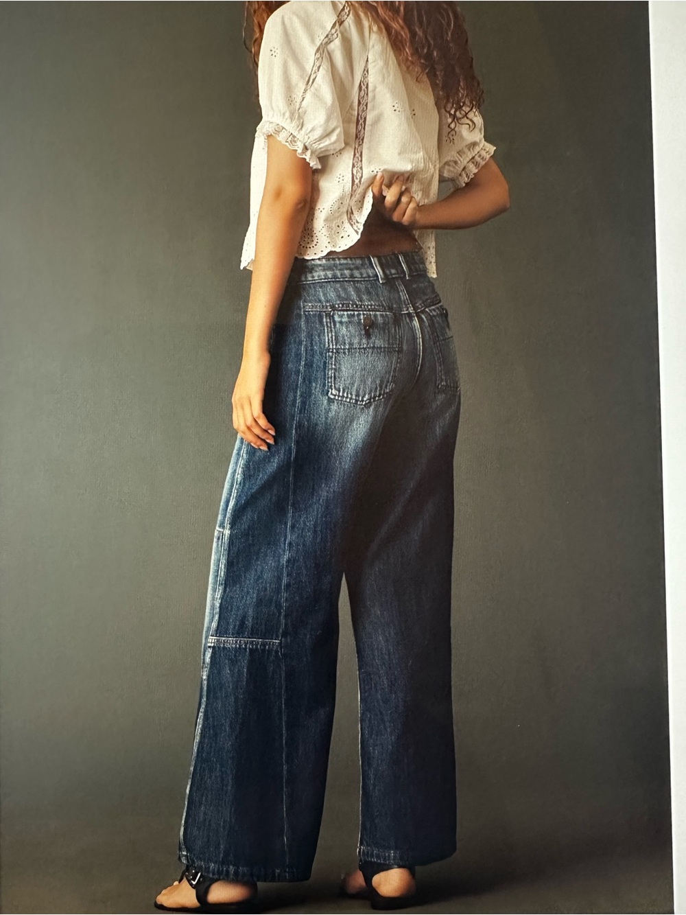New with Tag! Anthropologie Pilcro Wide Leg Patchwork Jeans - Blue sz 30 Tall - Picture 4 of 16